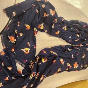 Floral Patterned Navy Scarf